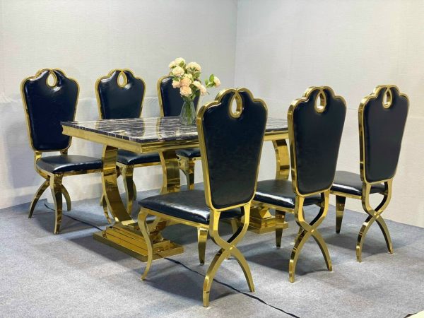 Ghế ăn tân cổ điển mạ vàng